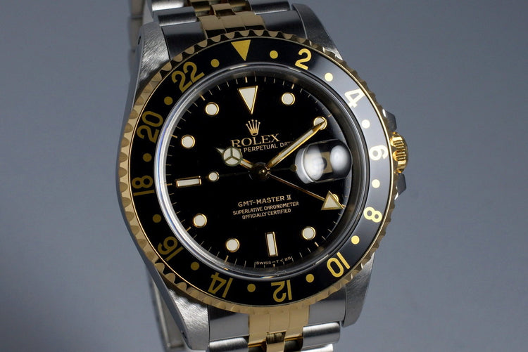 1991 Rolex Two Tone GMT II 16713 Black Dial