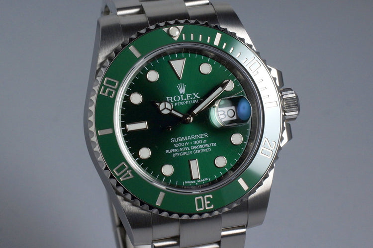 2014 Rolex Green Submariner 116610LV with Box and Papers