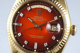 1978 Rolex YG Day Date 1803 Factory Diamond Red Vignette Dial