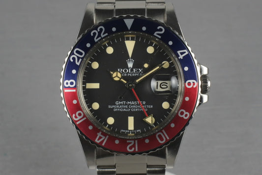 1982 Rolex GMT 16750 with Box and papers with creamy lume