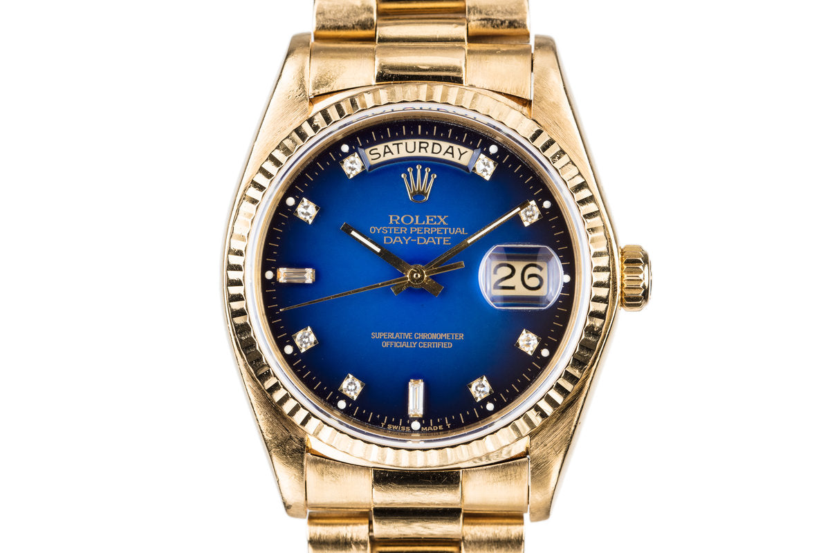 HQ Milton - 1980 Rolex Day-Date 18038 Factory Diamond Blue
