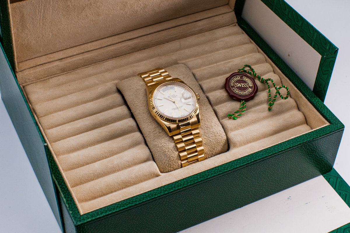 HQ Milton 2002 Rolex YG Day Date 118238 with Box Inventory