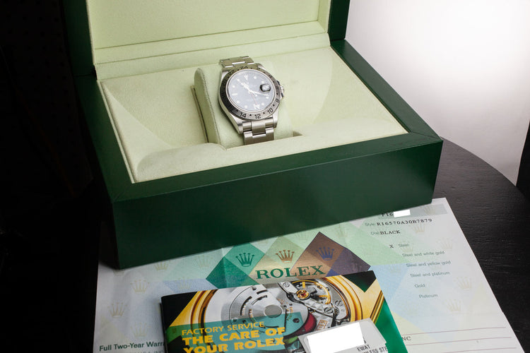 2003 Rolex Explorer II 16570 Black Dial with Box and Papers