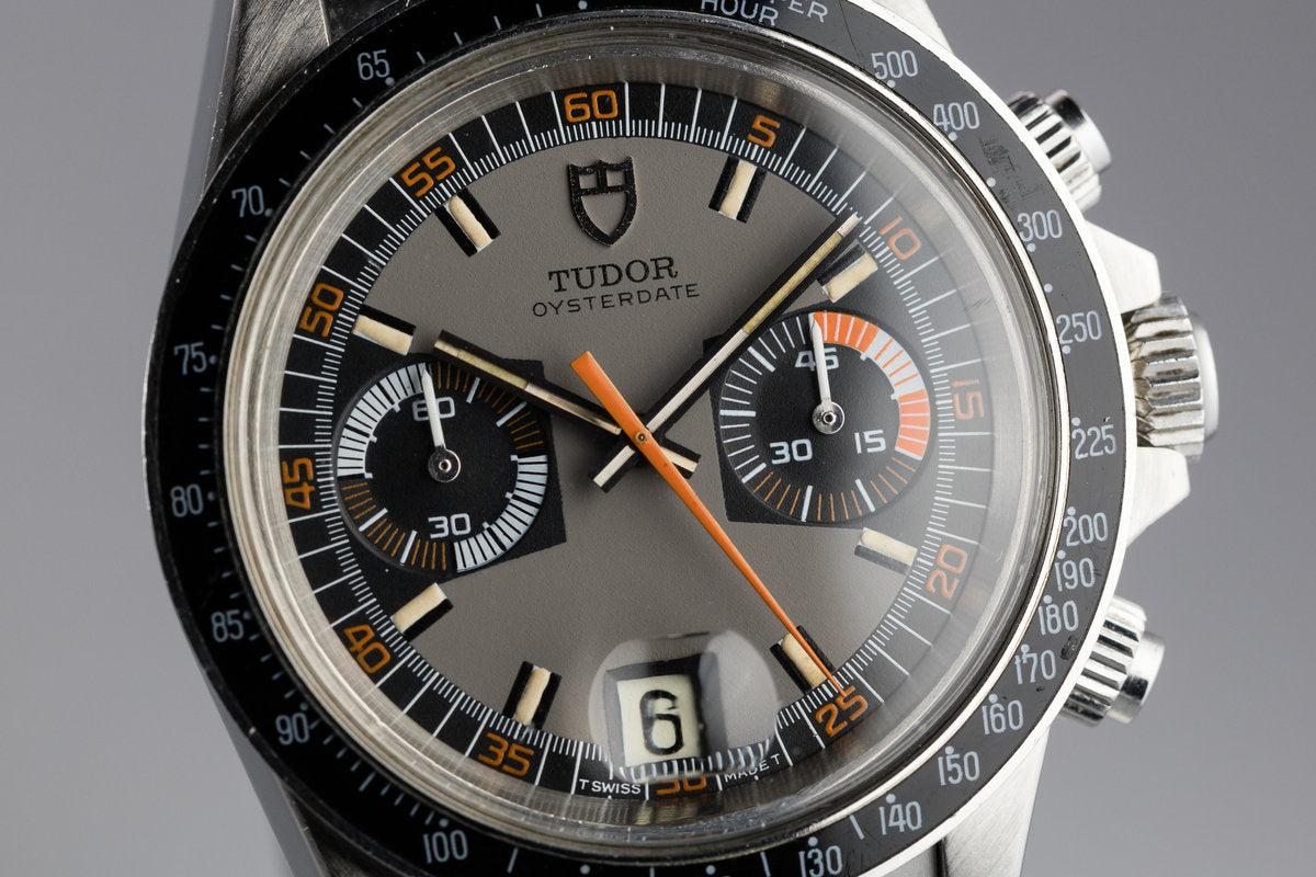 Tudor 7149/0 — Black and Grey Dial. · Photo: HQ Milton · © HQ Milton, used with permission · Source: https://hqmilton.com/products/1974-tudor-monte-carlo-7149-0-grey-dial