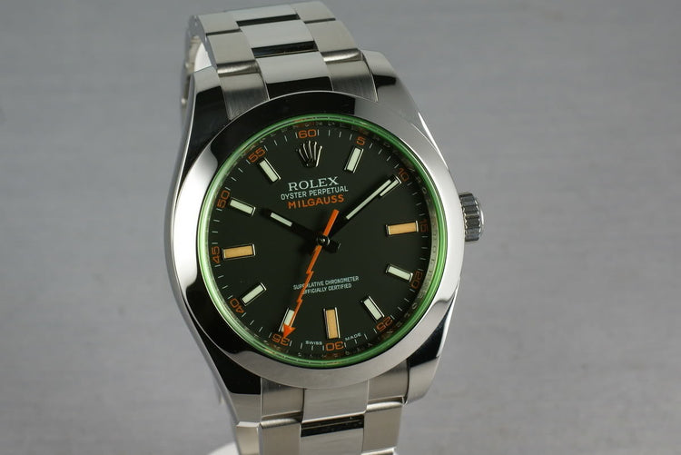 Rolex Milgauss Green 16400 GV with Box and Papers