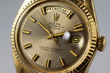 1968 Rolex YG Day-Date 1803 Gray Non-Luminious ‘Wide Boy’ Dial with Punched Papers