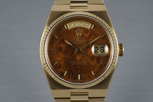 1980 YG OysterQuartz Day-Date 19018 Wood Dial with Box and Papers