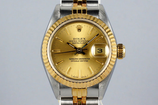 1987 Rolex Ladies Two Tone DateJust 69173 Champagne Dial with Box and Papers