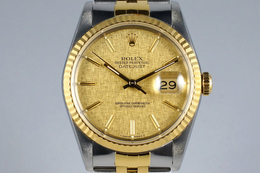 1989 Rolex Two Tone DateJust 16233 Champagne Linen Dial