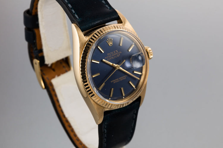 1965 Rolex 18K YG DateJust 1601 Blue Dial