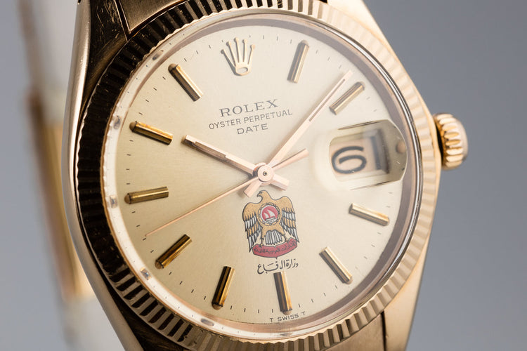 1972 Rolex 18K Date 1503 with Ministry of Defense UAE Logo Dial