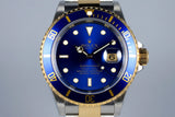 2006 Rolex Two Tone Blue Submariner 16613