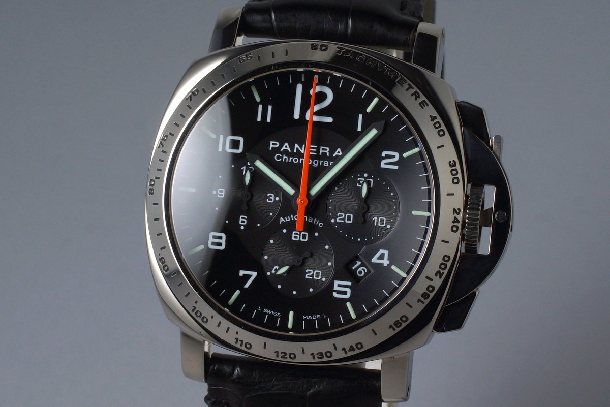 HQ Milton 2002 Panerai PAM 105 White Gold Chrono with Box and