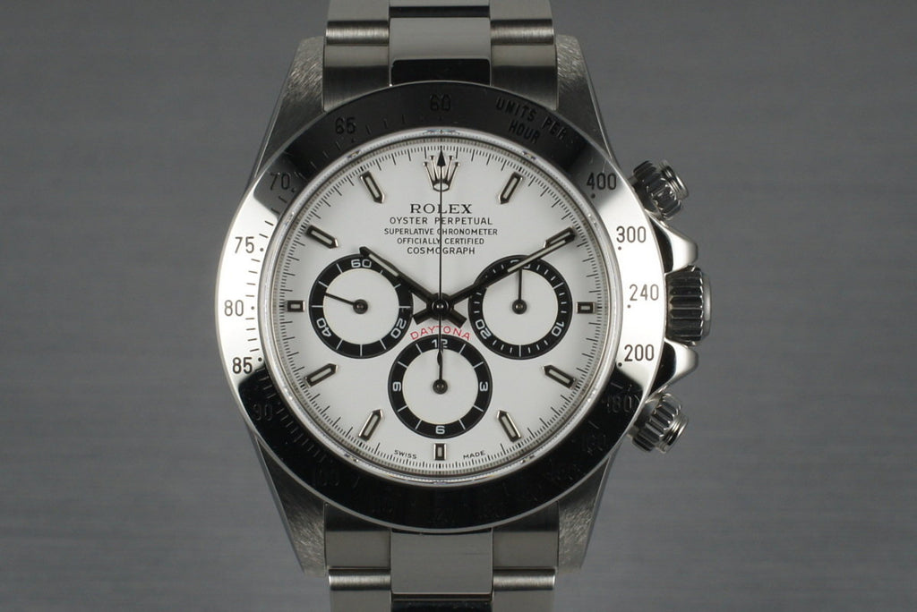 1999 Rolex SS Zenith Daytona 16520 White Dial with Box and Papers