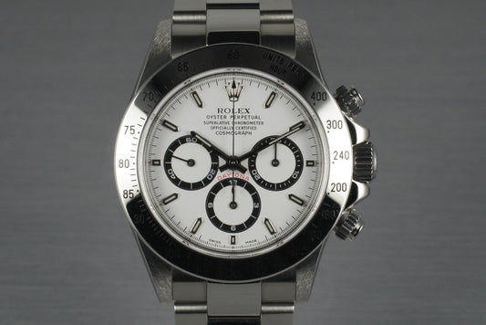 1999 Rolex SS Zenith Daytona 16520 White Dial with Box and Papers
