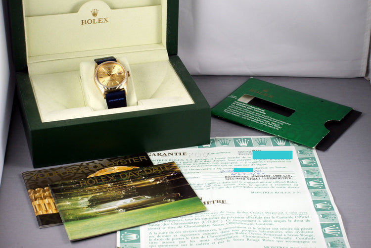 1990 Rolex YG Day-Date 18238 Tapestry Dial with Box and Papers
