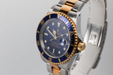 2002 Rolex Two Tone Submariner 16613 Blue Dial and Very Rosy Patina