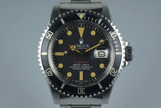 1971 Rolex Red Submariner 1680 Mark V Dial with Box and Papers