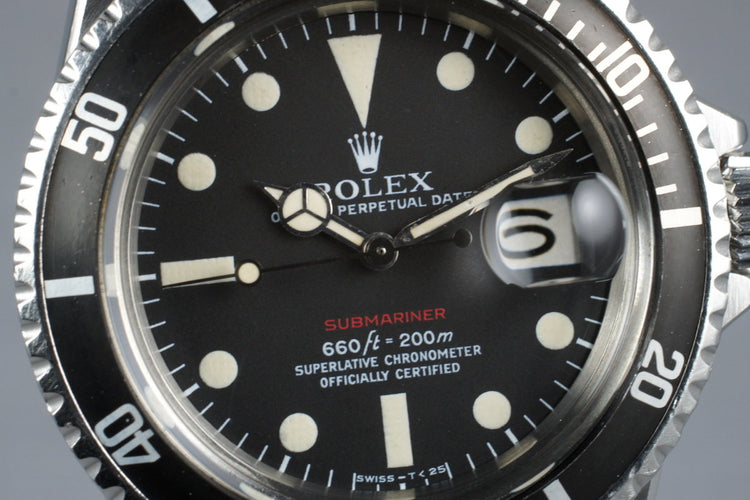 1972 Rolex Red Submariner 1680 Mark V Dial with Box and Papers