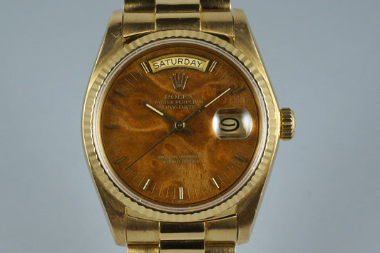 1979 Rolex YG Day-Date 18038 with Wood Dial