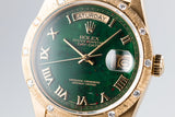 1985 Rolex 18K Day-Date 18108 with Blood Stone Dial and Bark Finish Diamond Bezel Insert