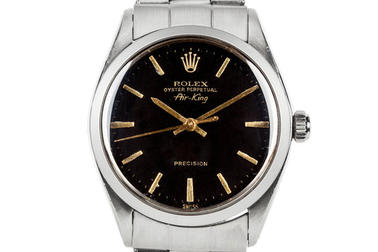 1960 Rolex Air-King 5500 with Swiss Only No Lume Black Dial