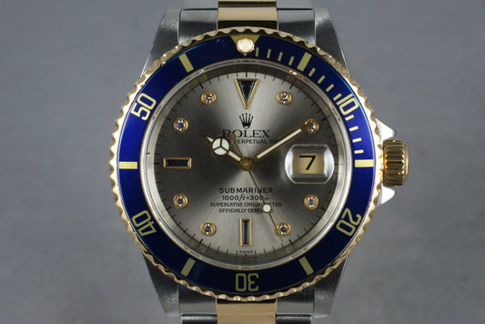 1999 Rolex 18K/SS Submariner 16613 Serti Dial