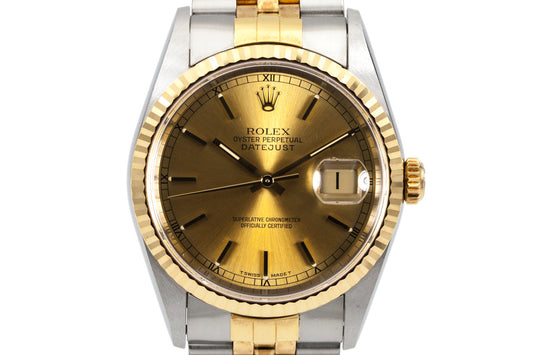1995 Rolex Two Tone DateJust 16233 Gold Dial