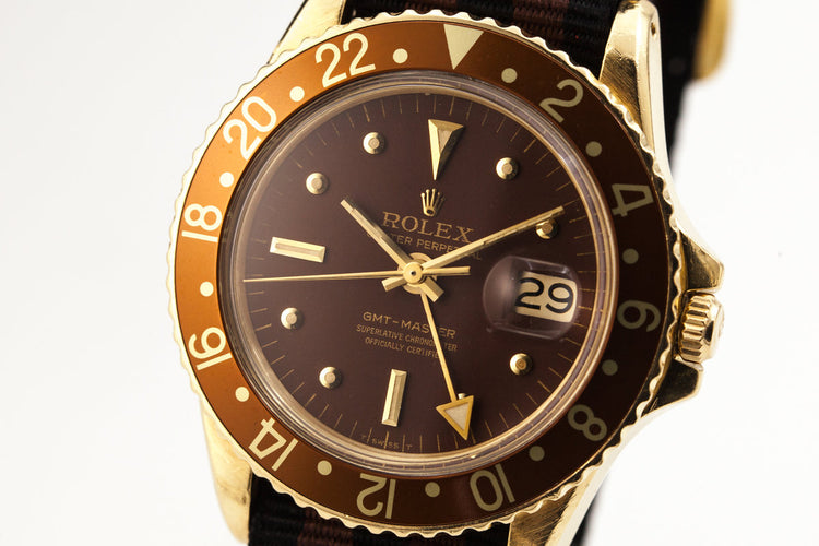 1970 Rolex 18K YG GMT 1675 Brown Dial