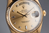 1987 Rolex Day-Date 18038 Diamond Dial with Box and Papers with Stickers