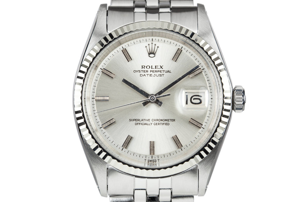 1970 Rolex DateJust 1601 Silver Dial with No Lume Dial