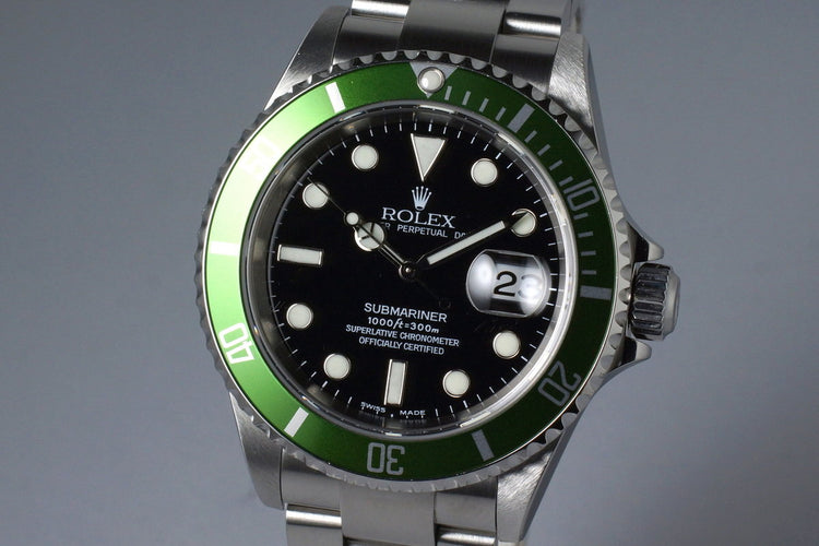 2003 Rolex Green Submariner 16610LV with Box and Papers ‘Y Serial Full Set’