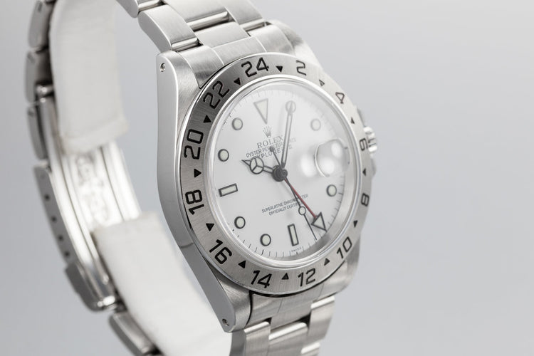 1999 Rolex Explorer II 16570 with White SWISS Only Dial