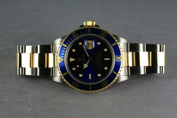 Rolex Submariner 18K/SS Blue Dial 16613 Box and Papers