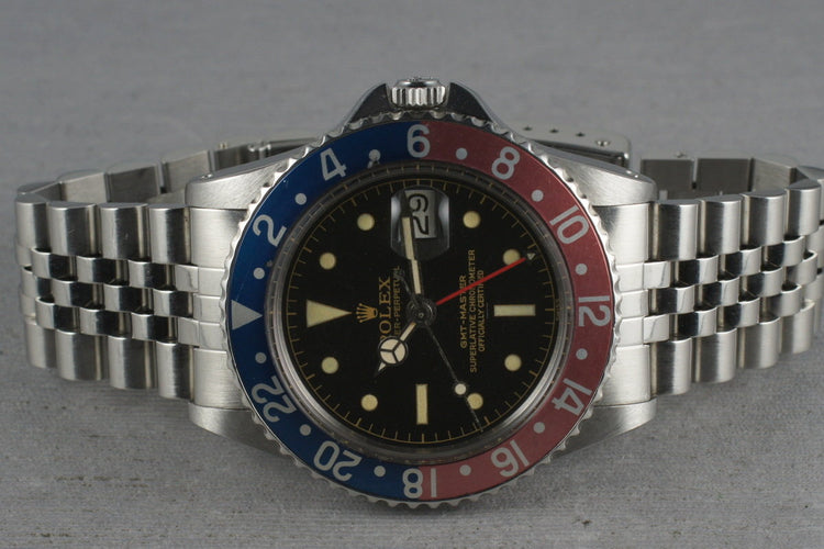 Rolex GMT 1675 PCG,gilt chapter ring Underline with Beverly Hills Service