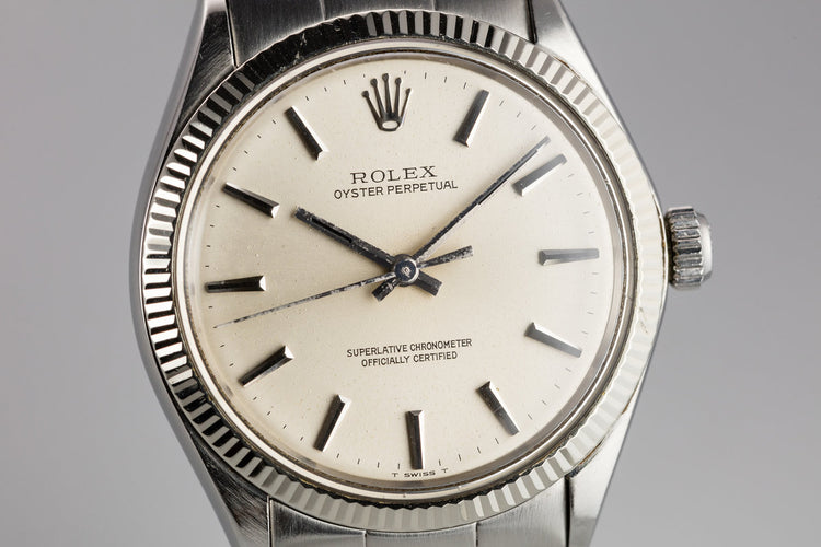 1972 Rolex Oyster Perpetual 1005 Silver No Lume Dial