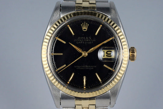 1964 Rolex Two Tone DateJust 1601 Glossy Gilt Black Dial