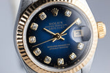 1997 Rolex Ladie Two Tone DayDate 69173 with Factory Blue Vignette Diamond Dial