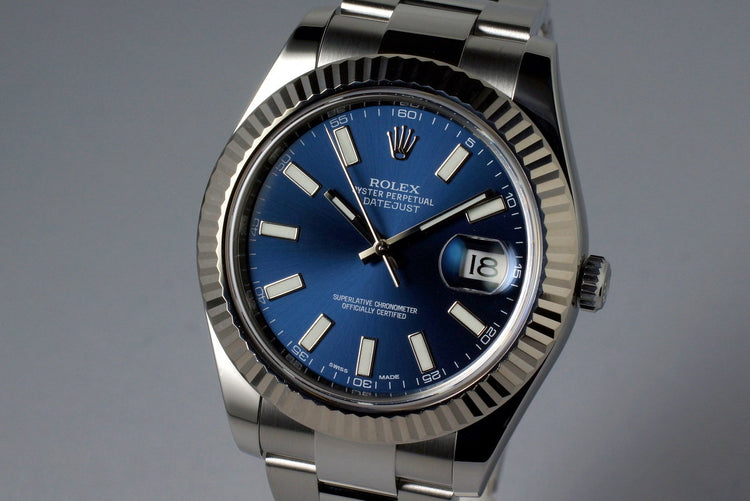 2014 Rolex Datejust II 116334 Blue Dial with Box and Papers