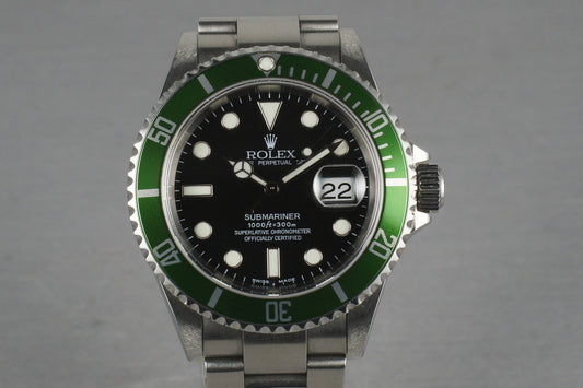 2004 Rolex Green Submariner 16610 LV Mark 1 dial and Mark 2 bezel