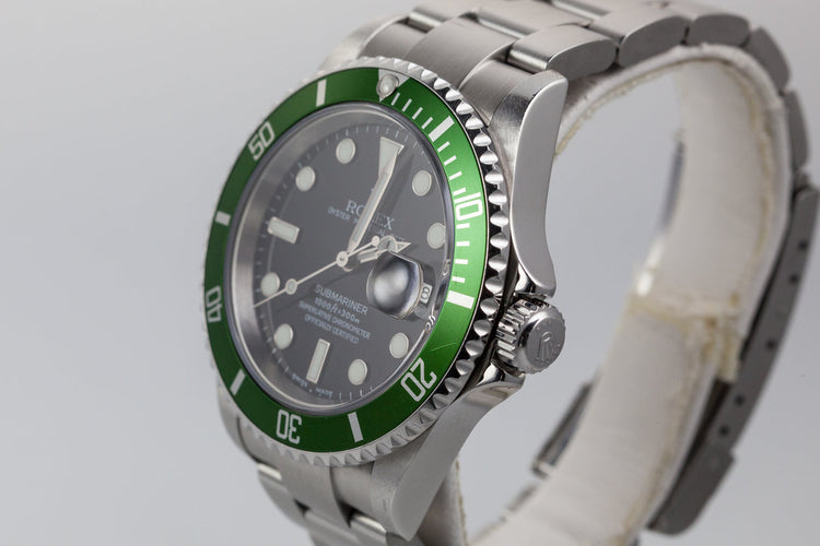 2003 Rolex Submariner 16610LV Green Bezel with Box and Papers