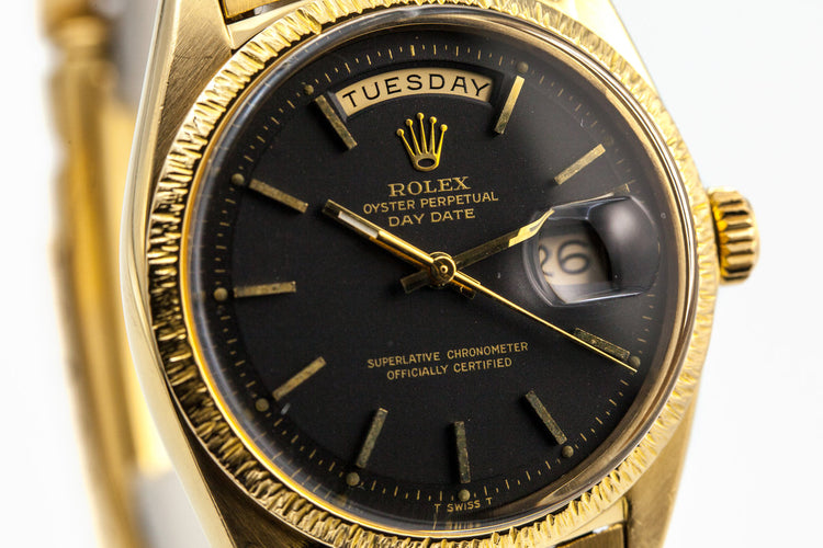 1969 Rolex YG Bark Day-Date 1807 Matte Black Dial