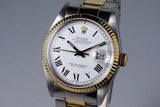 1971 Rolex Two Tone DateJust 1601 with White Roman Dial