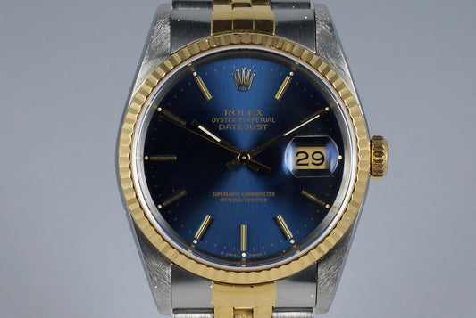 1989 Rolex Two Tone DateJust 16233 Blue Dial