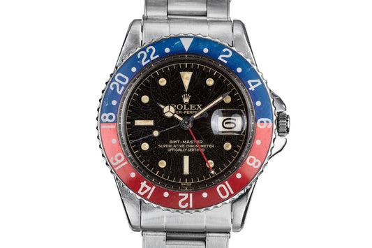 1960 Rolex GMT-Master 1675 Pointed Crown Case with "Spider Cracking" Gilt Chapter Ring Dial