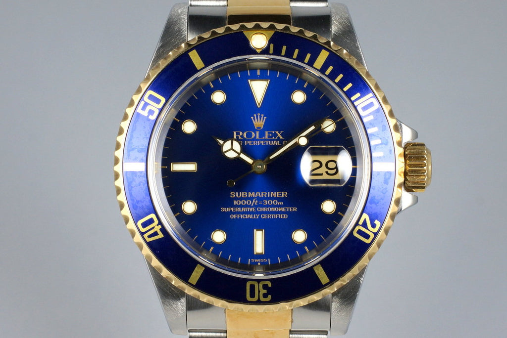 1999 Rolex Two Tone Blue Submariner 16613
