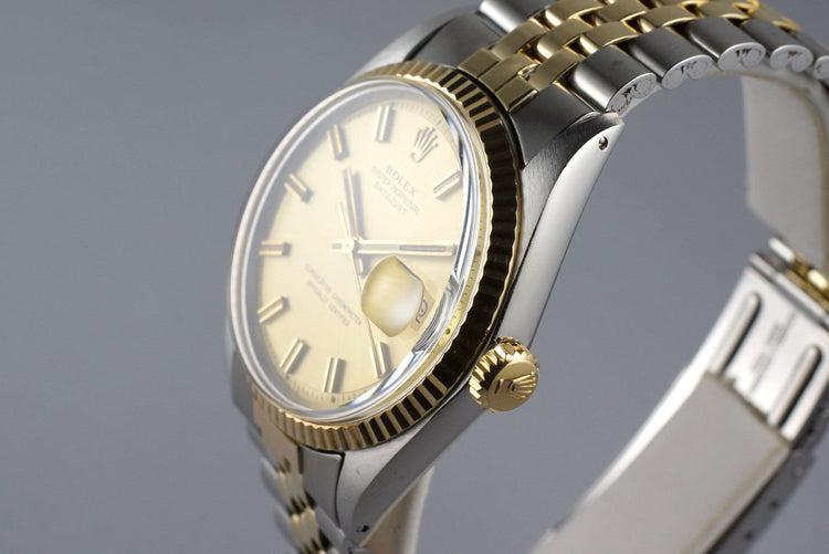 1972 Rolex Two Tone Datejust 1601 Champagne 'Wide Boy' Sigma Dial