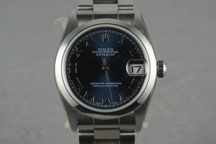 2002 Rolex Midsize Datejust 78240  Box and Papers
