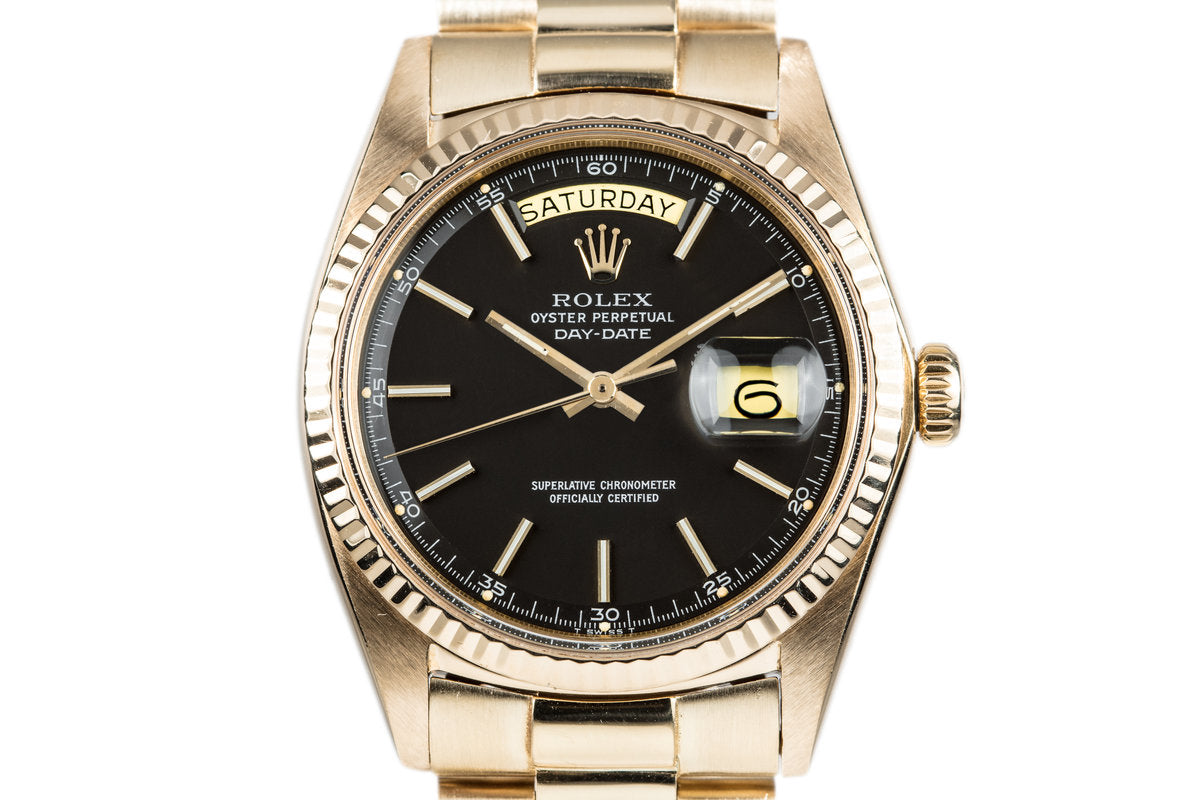 Hq Milton - 1970 Rolex 18K Day-Date 1803 With Matte Black Dial, Inventory  #9924, For Sale