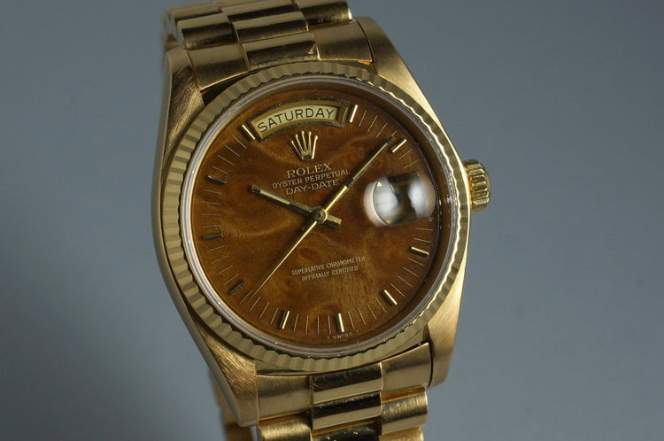 1979 Rolex YG Day-Date 18038 with Wood Dial